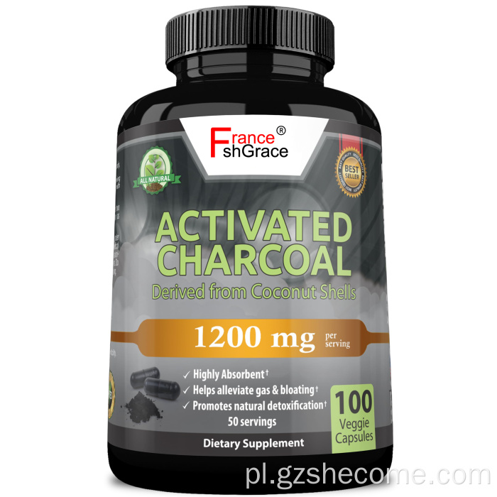 Aktywowany węgiel drzewny łagodzą kapsułki węglowe aktywowane gazem